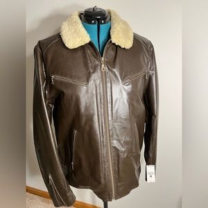 Wilsons Leather men’s leather bomber jacket with faux fur
